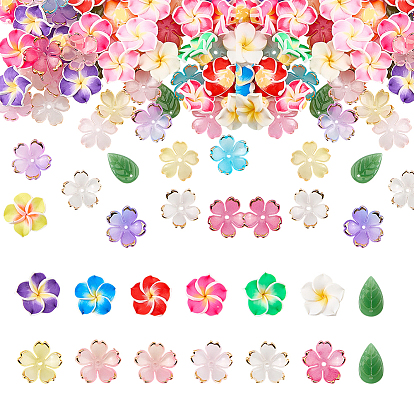 64 Capuchons de perles en acrylique, fleur, avec bord doré