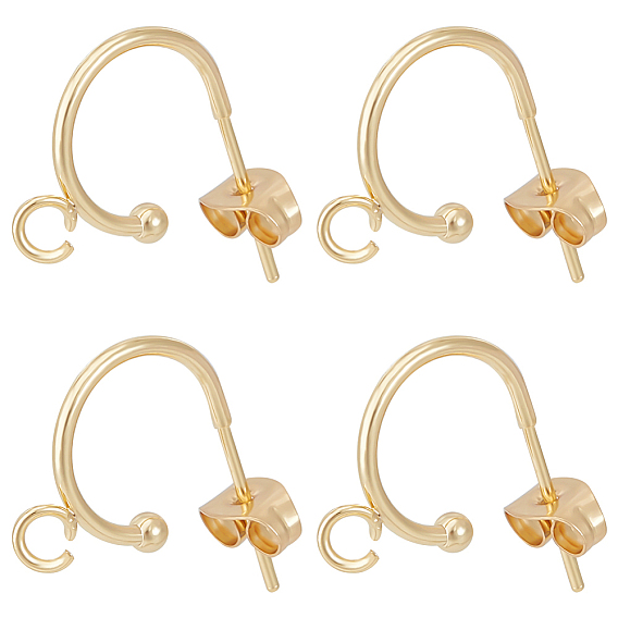 20шт. 304 фурнитура для сережек-гвоздиков из нержавеющей стали, серьги-полукольца фурнитура с петлями, с фрикционными гайками 20шт.