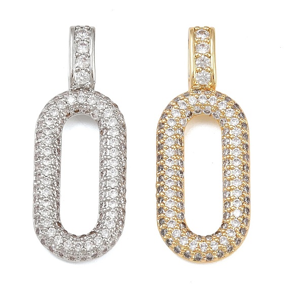 Латунные микро проложить кубического циркония подвески, овальные