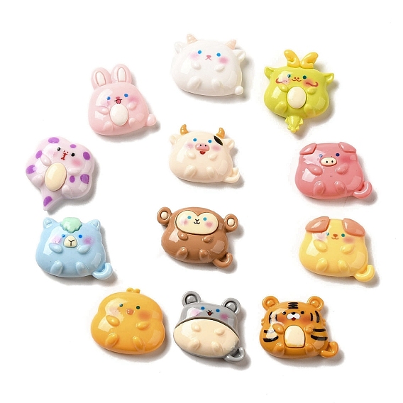 Непрозрачная смола декодирует кабошоны, двенадцать китайских знаков зодиака