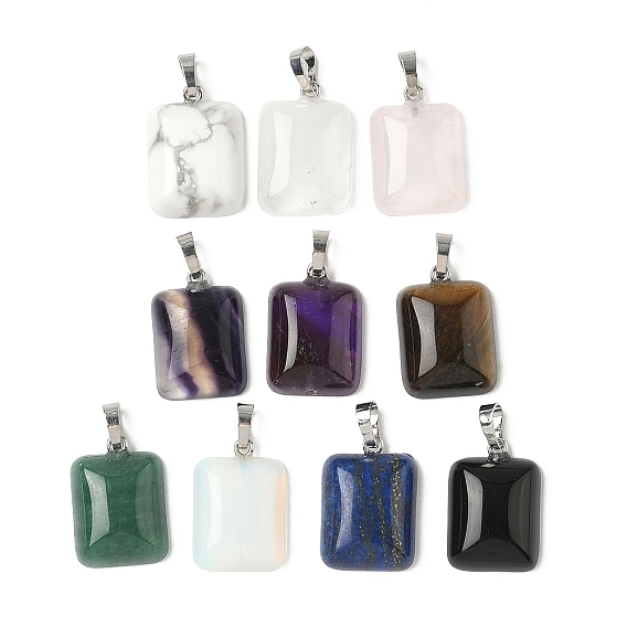 Драгоценный камень подвески, с платиновой и латунной фурнитурой, стойки покрытие, прямоугольник амулеты