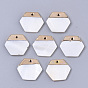 Natural Freshwater Shell Pendants, with Top Golden Plated Brass Findings, Hexagon