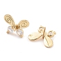 Butterfly Brass Stud Earrings, with Glass