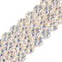 Baking Paint Electroplate Transparent Glass Beads Strands, Four Leaf Clover, AB Color Plated