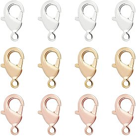 30Pcs 3 Colors Brass Lobster Claw Clasps, Nickel Free