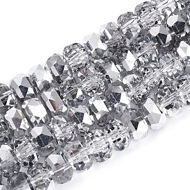 Гальванизируйте прозрачное стекло бисер нитей, рондель, граненые, с половиным покрытием