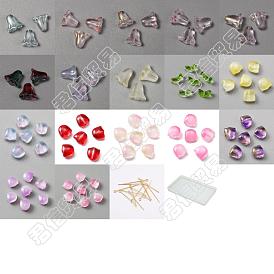 145pcs tulipe en verre translucide et perles de verre soufflé, 80 goupille d'oeil de fer de PCs, pour les kits de fabrication de pendentifs bricolage