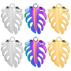 201 Stainless Steel Pendants, Monstera Leaf Charms