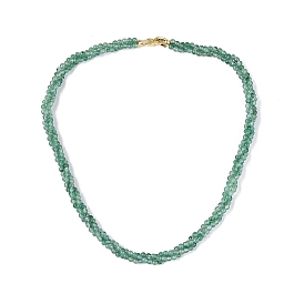 3MM Woven Natural African Jade Round Beaded Necklaces, with Golden Tone Brass Micro Pave Clear Cubic Zirconia Infinity Fold Over Clasps