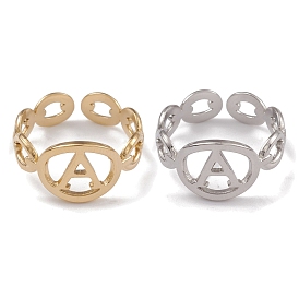 304 Stainless Steel Initial Letter A Open Cuff Rings for Women