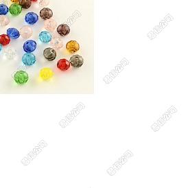 Perles à facettes en verre transparent rondelle