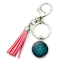 Mandala flower of life key chain pendant female creative personality tassel pendant metal key ring small gift