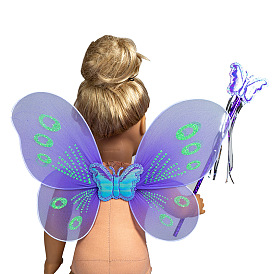 Наборы игрушек для кукол из ткани, включая крыло бабочки и ручную палку, для кукольных праздничных принадлежностей