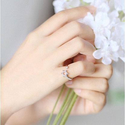 Модные регулируемые манжеты из латуни с микропаве из кубического циркония, звезда Давида