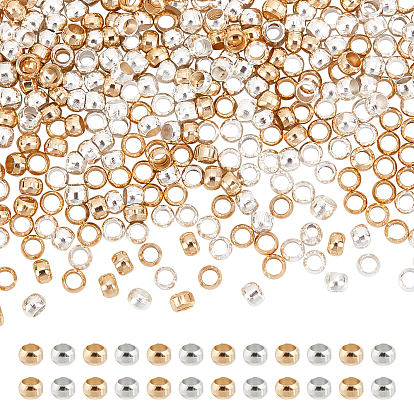 600Pcs 2 Colors Brass Beads, Long-Lasting Plated, Column