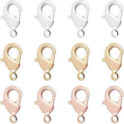 30Pcs 3 Colors Brass Lobster Claw Clasps, Nickel Free