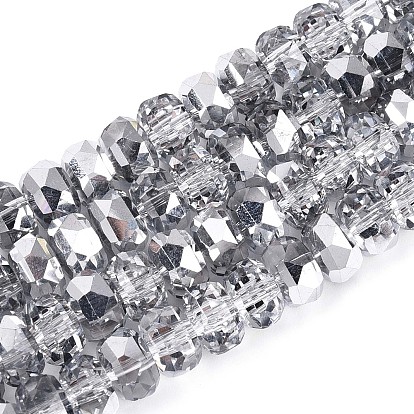 Гальванизируйте прозрачное стекло бисер нитей, рондель, граненые, с половиным покрытием