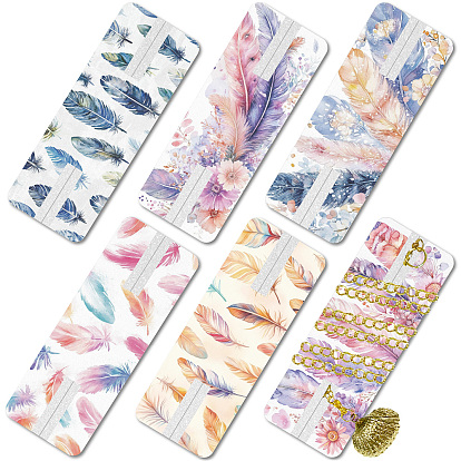 6Stück 6Stile Filz bedruckte Halskette Display-Karten-Sets, Rechteck
