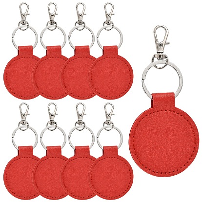 10 Llaveros de cuero sintético, rondo, con broches de aleación giratorias