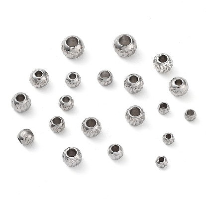 303 Stainless Steel Beads, Round with Moon Pattern