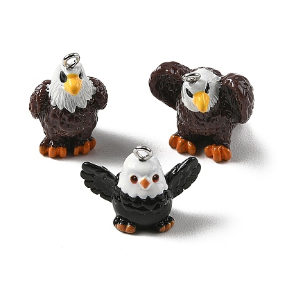 Непрозрачные подвески смолы, сова прелести, с платиновыми тоновыми железными петлями