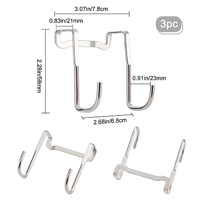 Gorgecraft 3Pcs Double S Hook 304 Stainless Steel Wall Hooks, Wall Decorations Ornaments, Coat Towel Hooks