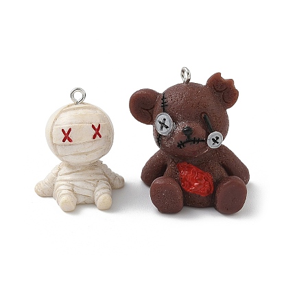 Подвески из непрозрачной смолы на Хэллоуин, с платиновыми тоновыми железными петлями