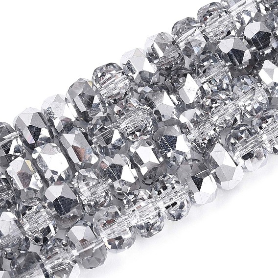 Гальванизируйте прозрачное стекло бисер нитей, рондель, граненые, с половиным покрытием