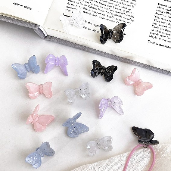 Прозрачные акриловые бусины, бабочка, с блеском порошок