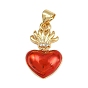 Латунные микропаве прозрачные подвески с фианитом, сердце, с эмалью, без кадмия и без свинца, реальный 18 k позолоченный