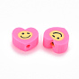 Handmade Polymer Clay Beads, for DIY Jewelry Crafts Supplies, Heart with Smile Face