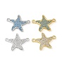 Шармы-соединители из латуни с микропаве из кубического циркония, морская звезда, без кадмия и без свинца, долговечный, стойки покрытие