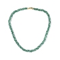 3MM Woven Natural African Jade Round Beaded Necklaces, with Golden Tone Brass Micro Pave Clear Cubic Zirconia Infinity Fold Over Clasps