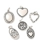 925 стерлингов серебряные подвески, с перемычками и 925 штампом, овальное сердце плоское круглое, античное серебро