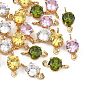 SHEGRACE Brass Pave Cubic Zirconia Flat Round Connector Charms, Cadmium Free & Nickel Free & Lead Free, Long-Lasting Plated