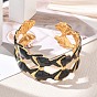 304 Stainless Steel Enamel Cuff Bangles for Women, Black Bowknot
