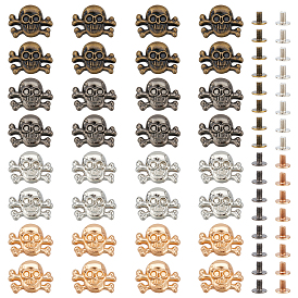 32 наборы 4 цвета череп сплав заклепки набор, с железным винтом, для кошелька сумка обувь панк-рок кожаный ремесленный ремень для одежды