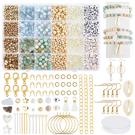 Kits de componentes para pulseras de precisión, Incluye 100 piezas de cuentas acrílicas estilo manualidades, 350 piezas 4 estilos cuentas de plástico ccb, cuentas de piedras preciosas, cuentas de perlas de imitación de plástico abs