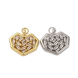 Латунные микро проложить кубического циркония подвески, сердце, с целью перехода в кольце, долговечный, без кадмия и без свинца, стойки покрытие