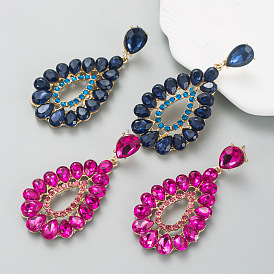 Colorful Glass Droplet Earrings with Alloy and Rhinestones for Women