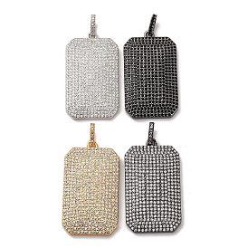 Латунные микро проложить кубического циркония подвески, прямоугольник амулеты, стойки покрытие, прочное покрытие, без кадмия и без свинца