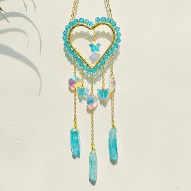 Love style faceted bead butterfly accessories electroplated crystal bar car hanging sun catcher wind chime
