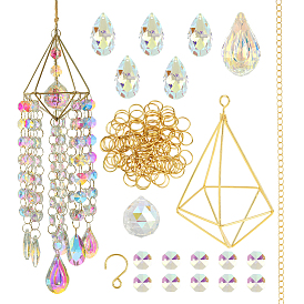 Наборы для самостоятельного изготовления ловцов солнца, в комплекте подвески из стекла и стразов, крюк из нержавеющей стали, латунные витой цепочки