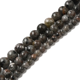 Brins de perles de syénite fluorescente naturelle (lueur sous la lumière uv), ronde