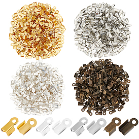 1200 шт. 4 цвета, железные складные обжимные концы, загибаем концы шнура