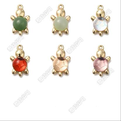 24Pcs 6 Colors Acrylic Alloy Pendants, Gold, Tortoises
