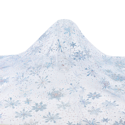 2 Yards Organza & Sequins Cloth Fabric, for Garment Accessories, Snowflake