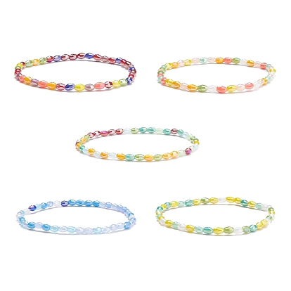Bracelet extensible en perles de verre étincelantes pour femme