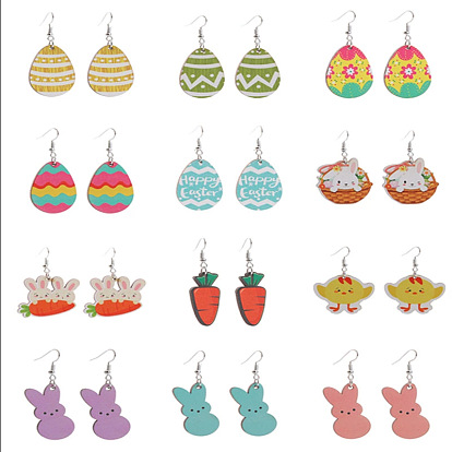 Пасхальные акриловые серьги-подвески, платина