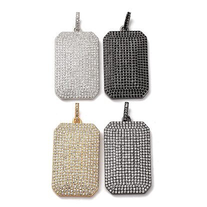 Латунные микро проложить кубического циркония подвески, прямоугольник амулеты, стойки покрытие, прочное покрытие, без кадмия и без свинца